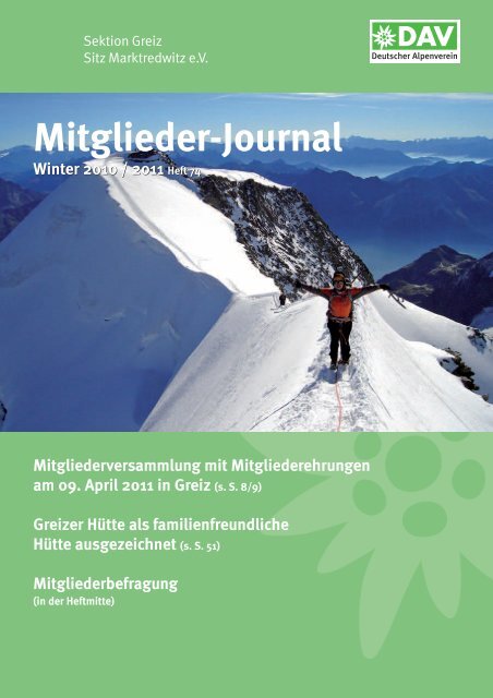Mitglieder Journal Deutscher Alpenverein Sektion Greiz Sitz