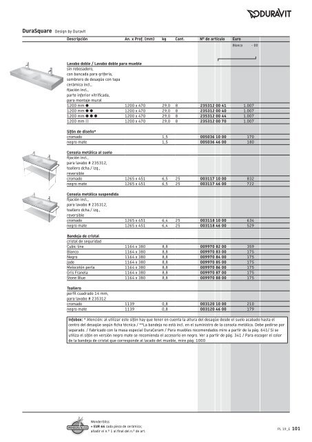 Duravit - Tarifa - 2019 - General