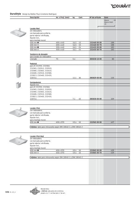 Duravit - Tarifa - 2019 - General