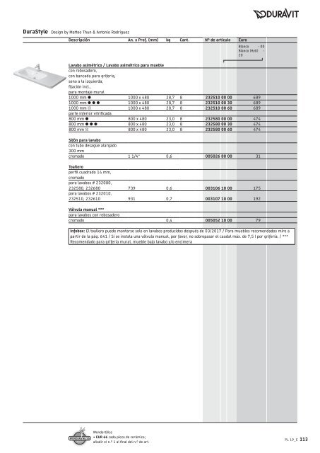 Duravit - Tarifa - 2019 - General