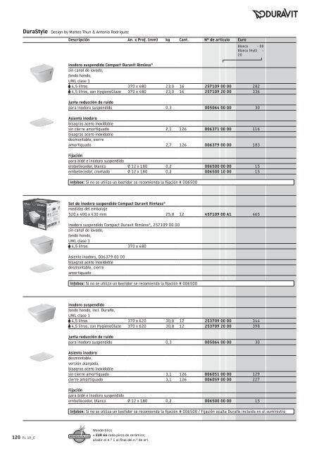 Duravit - Tarifa - 2019 - General