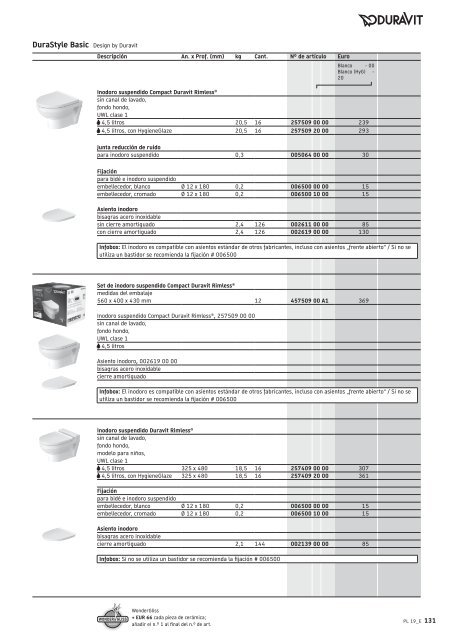 Duravit - Tarifa - 2019 - General