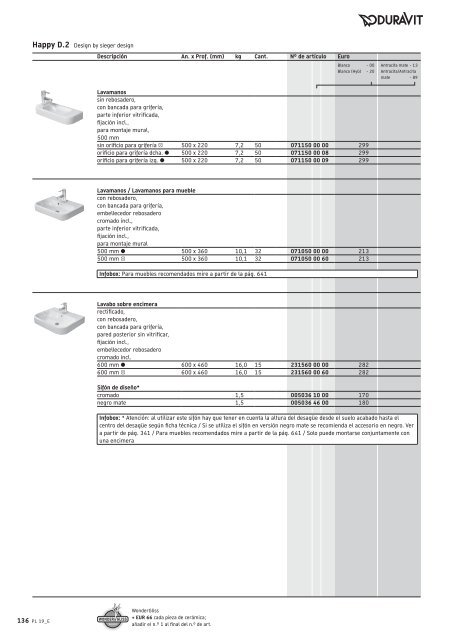 Duravit - Tarifa - 2019 - General