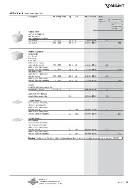 Duravit - Tarifa - 2019 - General