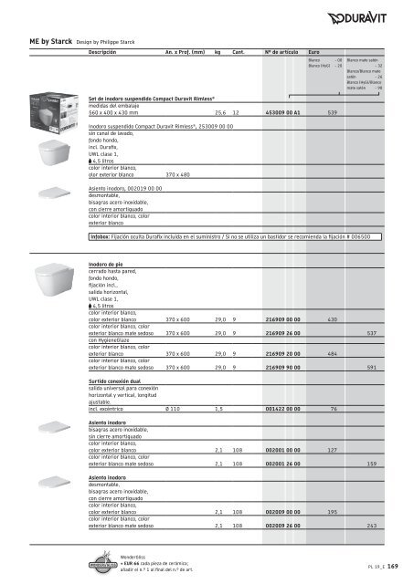 Duravit - Tarifa - 2019 - General