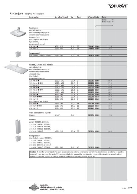 Duravit - Tarifa - 2019 - General