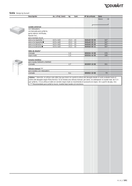 Duravit - Tarifa - 2019 - General