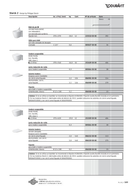 Duravit - Tarifa - 2019 - General