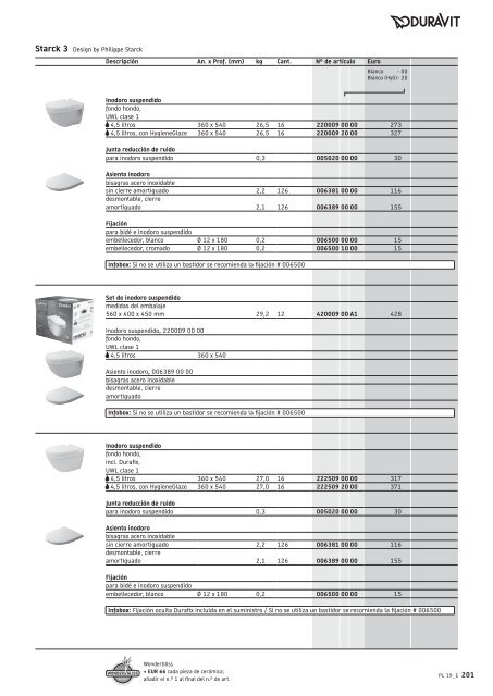 Duravit - Tarifa - 2019 - General