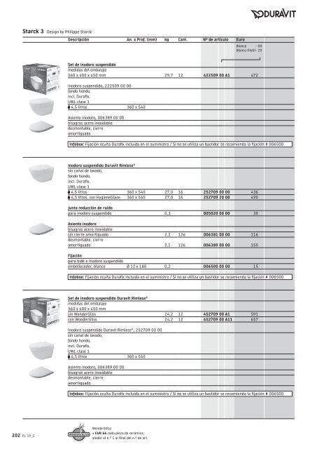 Duravit - Tarifa - 2019 - General