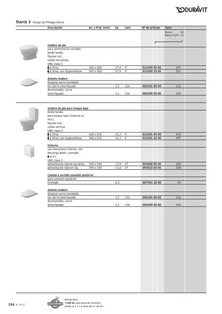 Duravit - Tarifa - 2019 - General