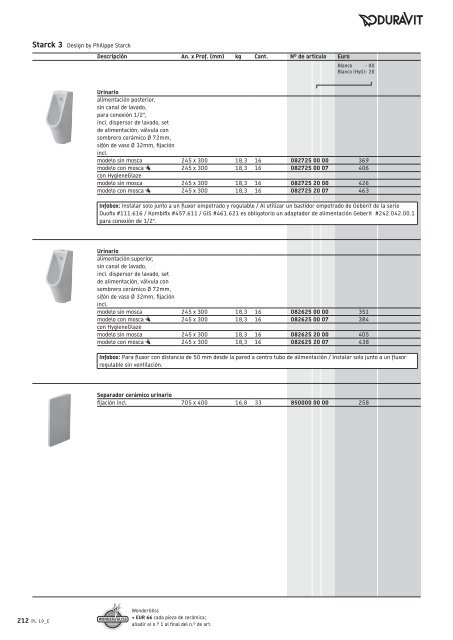 Duravit - Tarifa - 2019 - General