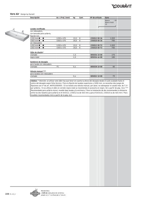 Duravit - Tarifa - 2019 - General