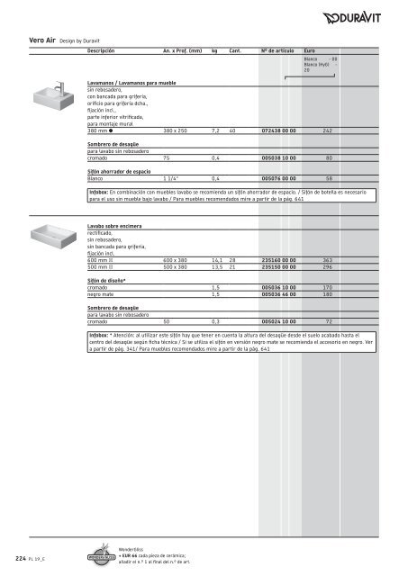 Duravit - Tarifa - 2019 - General