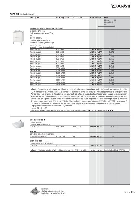 Duravit - Tarifa - 2019 - General