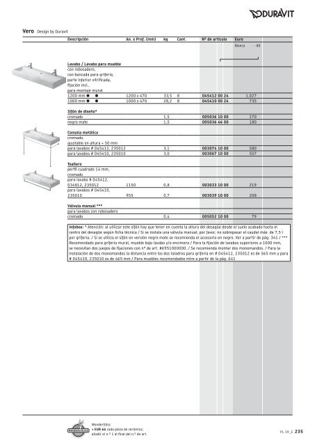 Duravit - Tarifa - 2019 - General