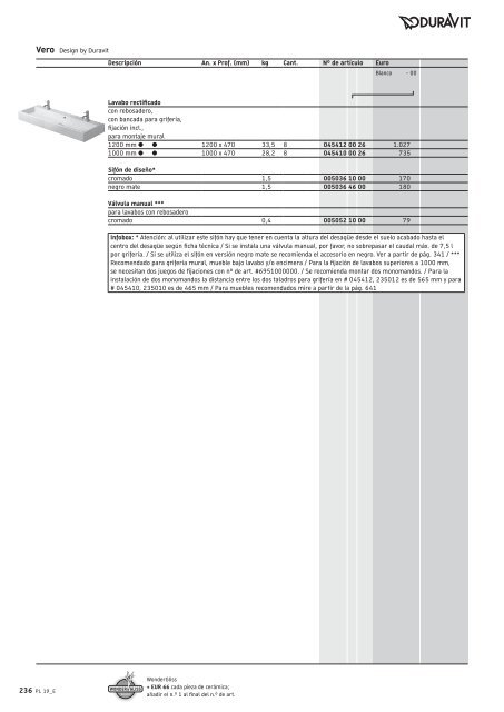 Duravit - Tarifa - 2019 - General