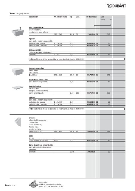 Duravit - Tarifa - 2019 - General