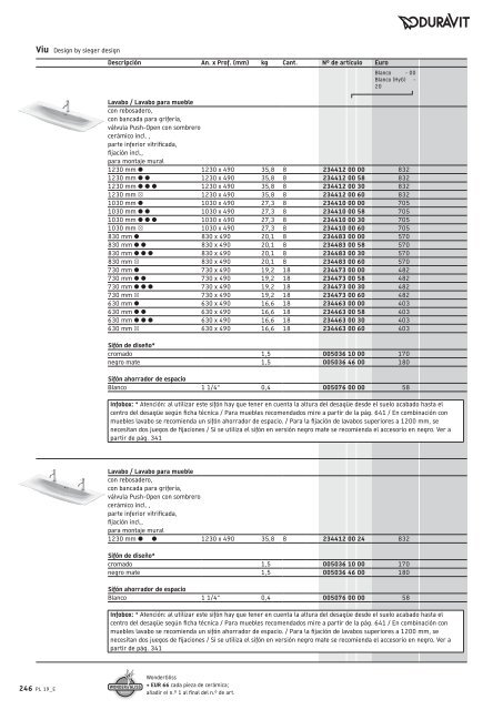 Duravit - Tarifa - 2019 - General