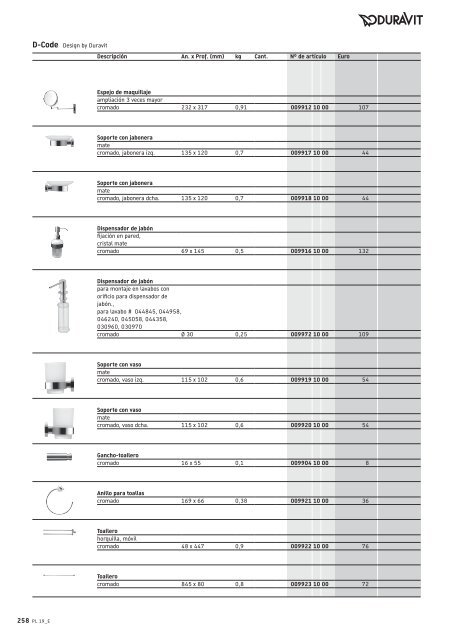 Duravit - Tarifa - 2019 - General