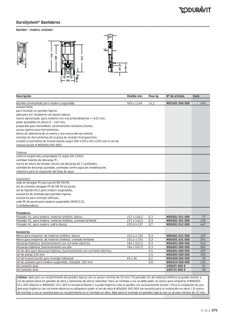 Duravit - Tarifa - 2019 - General