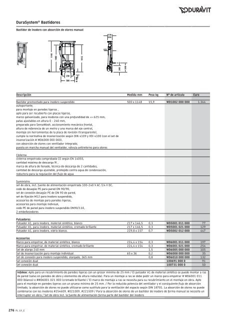 Duravit - Tarifa - 2019 - General