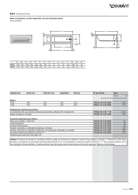 Duravit - Tarifa - 2019 - General