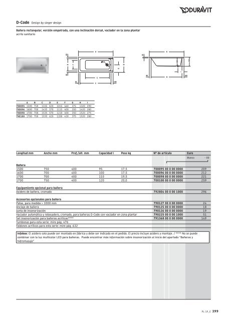 Duravit - Tarifa - 2019 - General