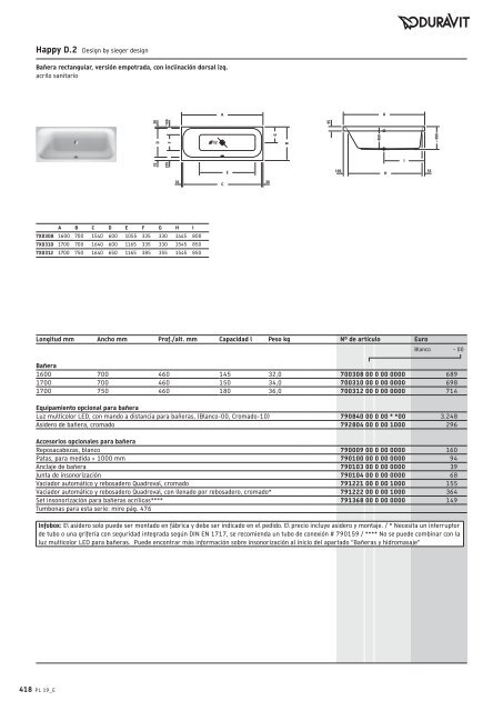 Duravit - Tarifa - 2019 - General