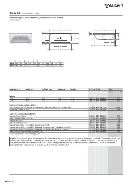 Duravit - Tarifa - 2019 - General