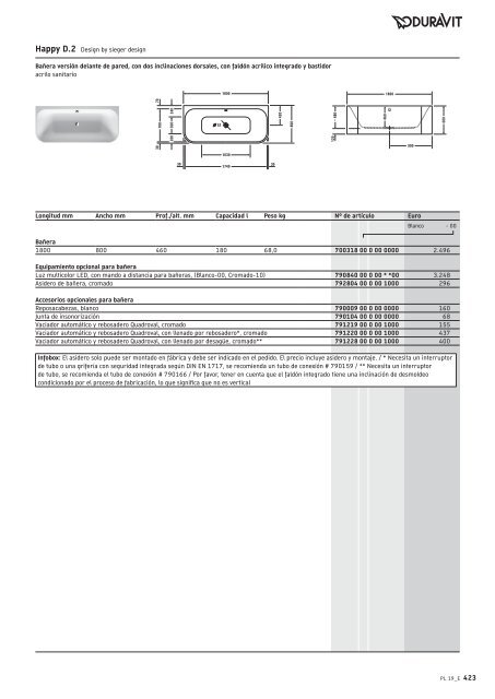 Duravit - Tarifa - 2019 - General