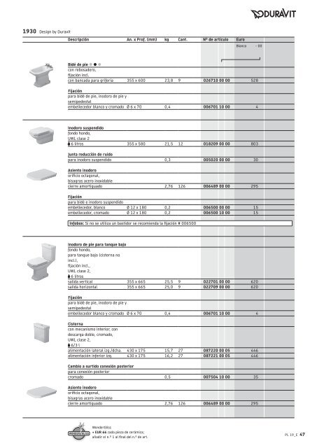 Duravit - Tarifa - 2019 - General