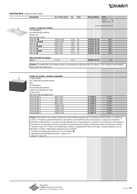 Duravit - Tarifa - 2019 - General