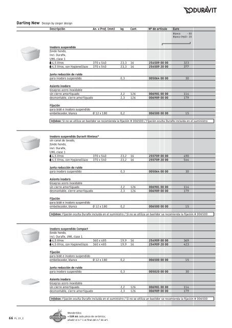 Duravit - Tarifa - 2019 - General