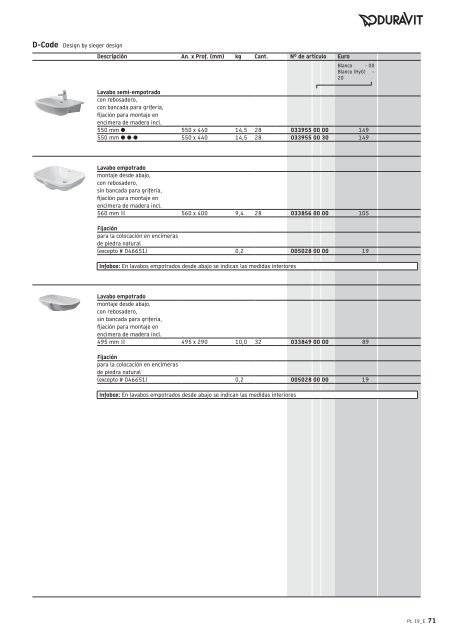 Duravit - Tarifa - 2019 - General