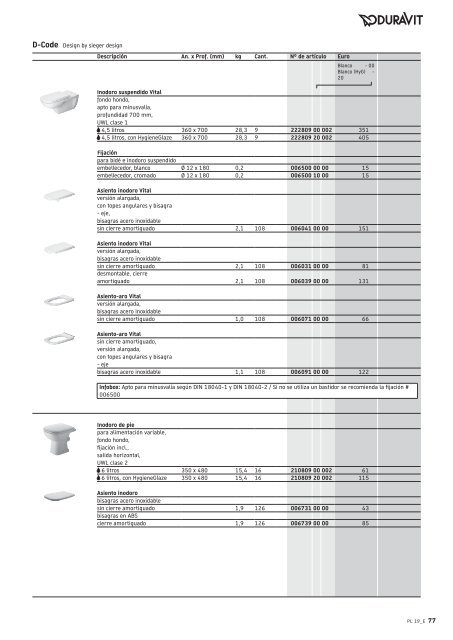 Duravit - Tarifa - 2019 - General