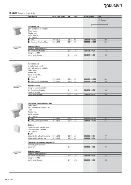 Duravit - Tarifa - 2019 - General