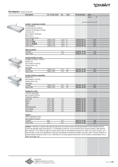 Duravit - Tarifa - 2019 - General