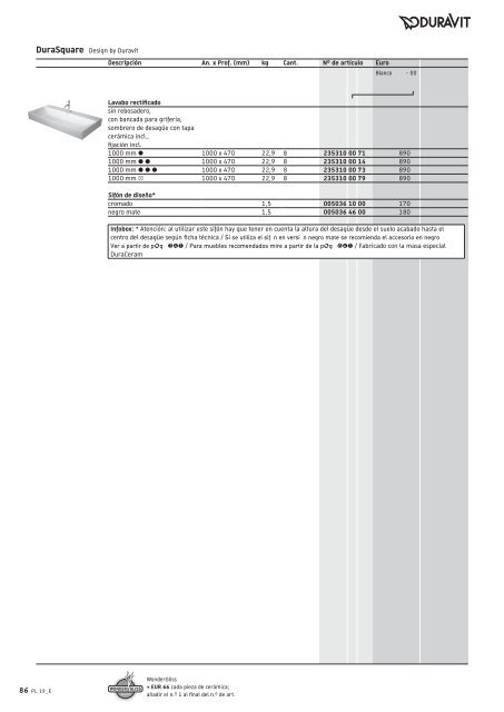 Duravit - Tarifa - 2019 - General