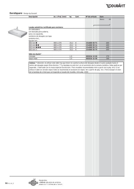 Duravit - Tarifa - 2019 - General