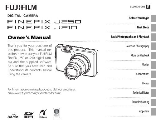 FINEPIX J250/J210 Owner's Manual - Fujifilm