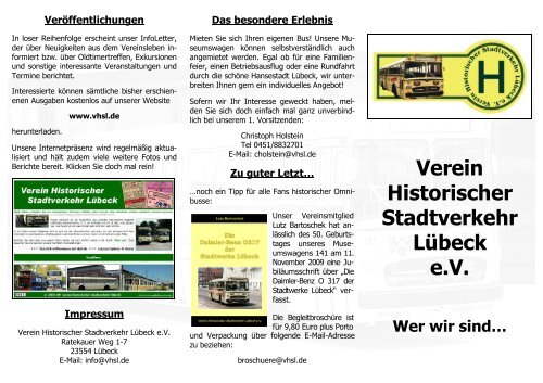 Das besondere Erlebnis - Verein Historischer Stadtverkehr Lübeck eV