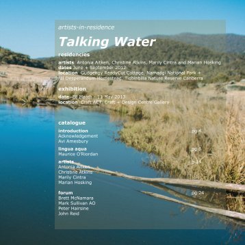 Craft ACT Artist-in-residence 2012: Talking Water