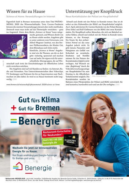 STADTMAGAZIN Bremen Mai 2020