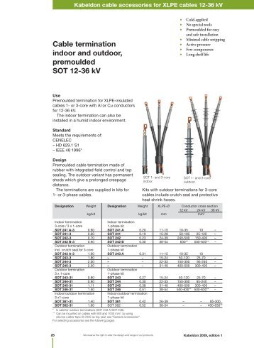 Cable termination indoor and outdoor, premoulded SOT 12 ... - Isiesa