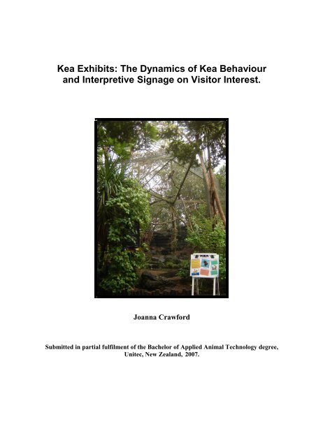 Kea Infromation Sign The Dynamics of Kea Behaviour and Interpretive Signage on Visitor ...