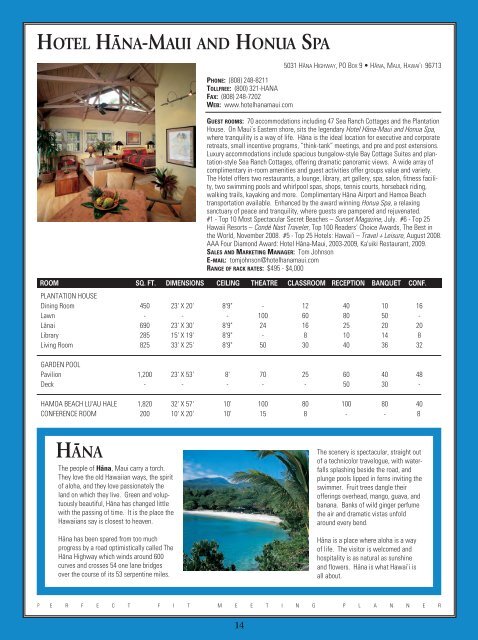 hotel ha - na-maui and honua spa - maui meeting planner home page