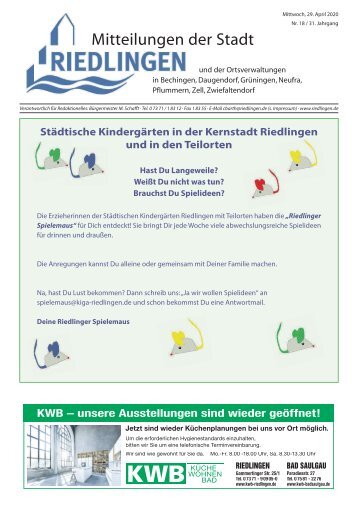 Amtliches Mitteilungsblatt Riedlingen 29.04.2020