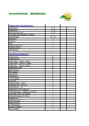 Inventarliste Mobilheim - Hegau Bodensee Camping