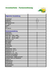 Inventarliste Ferienwohnung - Hegau-Bodensee-Camping